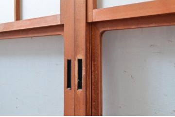アンティーク建具　和の空間づくりにおすすめの擦り上げ幅狭障子戸4枚セット(擦り上げ障子戸、擦上障子戸、雪見障子戸、引き戸)(R-080451)