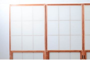 アンティーク建具　和の空間づくりにおすすめの擦り上げ幅狭障子戸4枚セット(擦り上げ障子戸、擦上障子戸、雪見障子戸、引き戸)(R-080451)