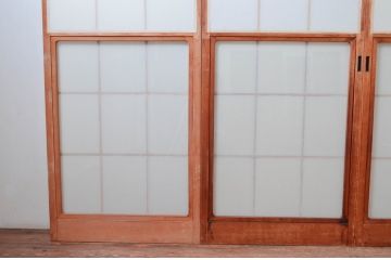 アンティーク建具　和の空間づくりにおすすめの擦り上げ幅狭障子戸4枚セット(擦り上げ障子戸、擦上障子戸、雪見障子戸、引き戸)(R-080451)