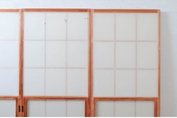 アンティーク建具　和の空間づくりにおすすめの擦り上げ幅狭障子戸4枚セット(擦り上げ障子戸、擦上障子戸、雪見障子戸、引き戸)(R-080451)