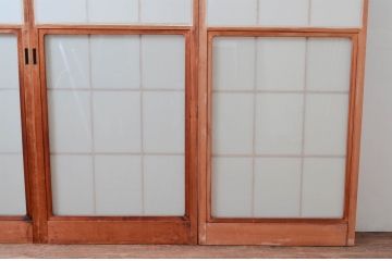 アンティーク建具　和の空間づくりにおすすめの擦り上げ幅狭障子戸4枚セット(擦り上げ障子戸、擦上障子戸、雪見障子戸、引き戸)(R-080451)