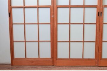 アンティーク建具　和の空間づくりにおすすめの擦り上げ幅狭障子戸4枚セット(擦り上げ障子戸、擦上障子戸、雪見障子戸、引き戸)(R-080452)