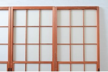 アンティーク建具　和の空間づくりにおすすめの擦り上げ幅狭障子戸4枚セット(擦り上げ障子戸、擦上障子戸、雪見障子戸、引き戸)(R-080452)