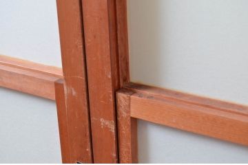 アンティーク建具　和の空間づくりにおすすめの擦り上げ幅狭障子戸4枚セット(擦り上げ障子戸、擦上障子戸、雪見障子戸、引き戸)(R-080452)