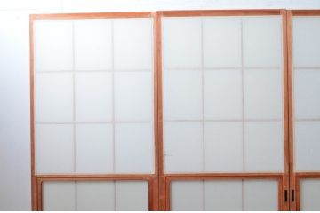 アンティーク建具　和の空間づくりにおすすめの擦り上げ幅狭障子戸4枚セット(擦り上げ障子戸、擦上障子戸、雪見障子戸、引き戸)(R-080452)