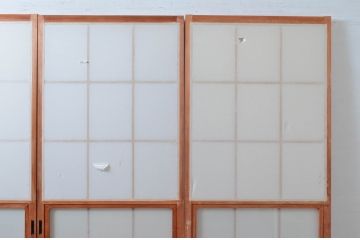 アンティーク建具　和の空間づくりにおすすめの擦り上げ幅狭障子戸4枚セット(擦り上げ障子戸、擦上障子戸、雪見障子戸、引き戸)(R-080452)