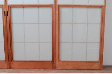 アンティーク建具　和の空間づくりにおすすめの擦り上げ幅狭障子戸4枚セット(擦り上げ障子戸、擦上障子戸、雪見障子戸、引き戸)(R-080452)