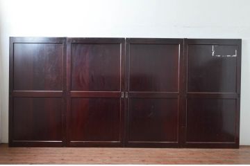 アンティーク建具　和モダンな空間を演出する帯戸4枚セット(引き戸、板戸)(R-080453)