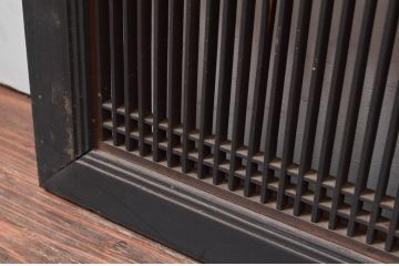 アンティーク建具　上手物　整然と並んだ格子が美しい筬欄間1枚(オサランマ、明り取り)(R-080455)