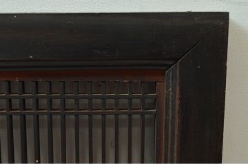 アンティーク建具　上手物　整然と並んだ格子が美しい筬欄間1枚(オサランマ、明り取り)(R-080455)