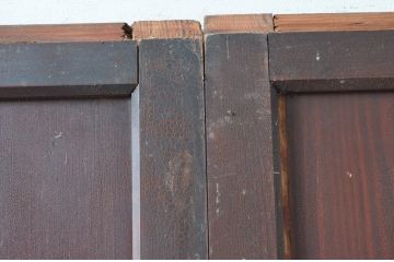 アンティーク建具　和の趣溢れるガラス入り格子帯戸4枚セット(引き戸、格子戸)(R-080457)