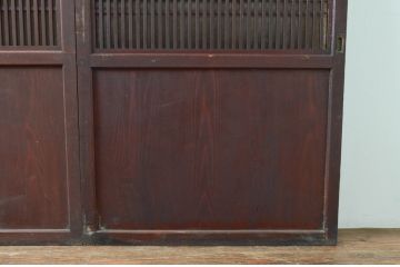 アンティーク建具　和の趣溢れるガラス入り格子帯戸3枚セット(引き戸、格子戸)(R-080458)