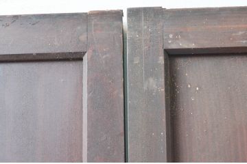 アンティーク建具　和の趣溢れるガラス入り格子帯戸3枚セット(引き戸、格子戸)(R-080458)