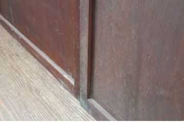 アンティーク建具　和の趣溢れるガラス入り格子帯戸3枚セット(引き戸、格子戸)(R-080458)