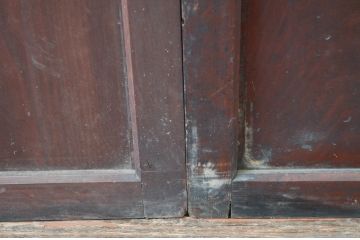 アンティーク建具　和の趣溢れるガラス入り格子帯戸3枚セット(引き戸、格子戸)(R-080458)