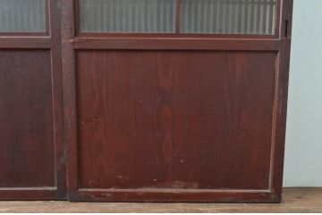 アンティーク建具　和の趣溢れるガラス入り格子帯戸3枚セット(引き戸、格子戸)(R-080458)