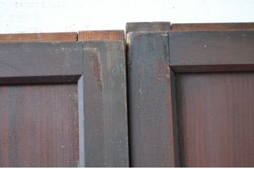アンティーク建具　和の趣溢れるガラス入り格子帯戸3枚セット(引き戸、格子戸)(R-080458)