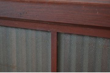 アンティーク建具　和の趣溢れるガラス入り格子帯戸3枚セット(引き戸、格子戸)(R-080458)