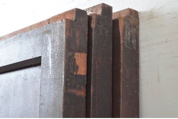 アンティーク建具　和の趣溢れるガラス入り格子帯戸3枚セット(引き戸、格子戸)(R-080458)