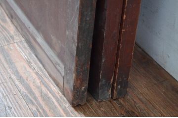 アンティーク建具　和の趣溢れるガラス入り格子帯戸3枚セット(引き戸、格子戸)(R-080458)