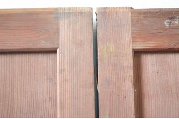 アンティーク建具　やわらかな風合いの木味が素敵なガラス入り格子帯戸3枚セット(引き戸、ガラス戸、格子戸、板戸)(R-080459)