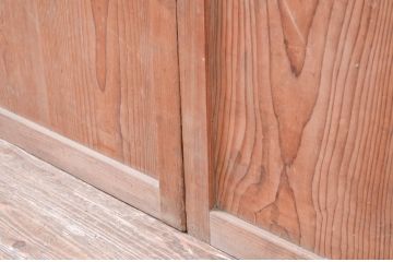 アンティーク建具　やわらかな風合いの木味が素敵なガラス入り格子帯戸3枚セット(引き戸、ガラス戸、格子戸、板戸)(R-080459)