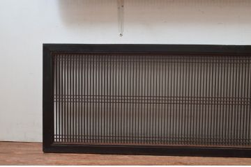 アンティーク建具　整然と並ぶ格子が目を惹く大きく立派な筬欄間2枚セット(明かり取り、明り取り、オサランマ、おさらんま、格子欄間)(R-080461)