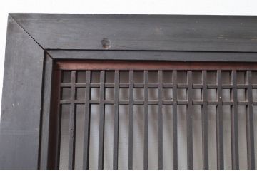 アンティーク建具　整然と並ぶ格子が目を惹く大きく立派な筬欄間2枚セット(明かり取り、明り取り、オサランマ、おさらんま、格子欄間)(R-080461)