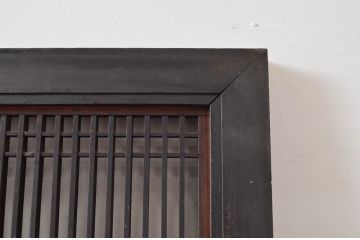 アンティーク建具　整然と並ぶ格子が目を惹く大きく立派な筬欄間2枚セット(明かり取り、明り取り、オサランマ、おさらんま、格子欄間)(R-080461)