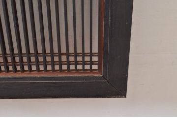 アンティーク建具　整然と並ぶ格子が目を惹く大きく立派な筬欄間2枚セット(明かり取り、明り取り、オサランマ、おさらんま、格子欄間)(R-080461)