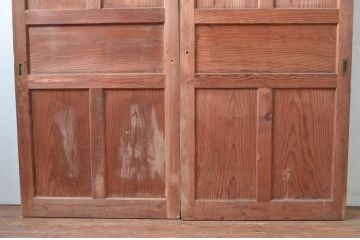 アンティーク建具　温かみのある古い木味が素敵な引き戸2枚セット(板戸)(R-080463)
