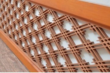 アンティーク建具　縁起の良い井筒割菱模様の組子欄間1枚(明り取り、明かり取り)(R-080464)