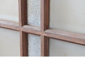 アンティーク建具　ダイヤガラス入り　大正ロマンな雰囲気を醸し出すガラス戸2枚セット(引き戸)(R-080468)