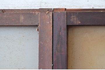 アンティーク建具　ダイヤガラス入り　大正ロマンな雰囲気を醸し出すガラス戸2枚セット(引き戸)(R-080468)