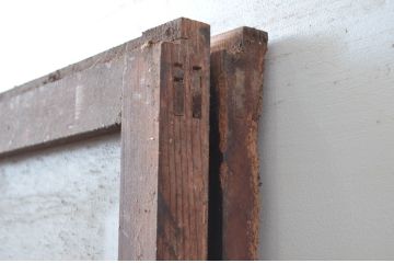 アンティーク建具　ダイヤガラス入り　大正ロマンな雰囲気を醸し出すガラス戸2枚セット(引き戸)(R-080468)