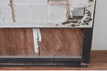 アンティーク建具　希少デザイン　上手物　上質な和モダン空間を演出してくれる厚手で背の高い狐格子(升目格子)の障子戸4枚セット(きつね格子、マス目格子、引き戸、格子戸)(R-080470)