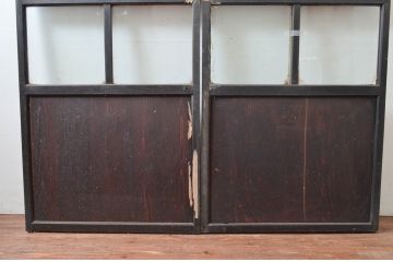 アンティーク建具　古民家インテリアにおすすめのガラス帯戸2枚セット(引き戸、ガラス戸)(R-080473)