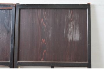 アンティーク建具　古民家インテリアにおすすめのガラス帯戸2枚セット(引き戸、ガラス戸)(R-080474)
