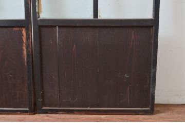 アンティーク建具　古民家インテリアにおすすめのガラス帯戸2枚セット(引き戸、ガラス戸)(R-080474)