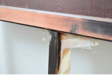 アンティーク建具　古民家インテリアにおすすめのガラス帯戸2枚セット(引き戸、ガラス戸)(R-080474)