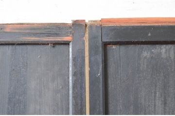 アンティーク建具　古民家インテリアにおすすめのガラス帯戸2枚セット(引き戸、ガラス戸)(R-080474)