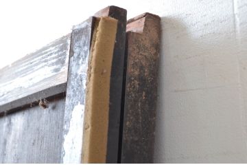 アンティーク建具　古民家インテリアにおすすめのガラス帯戸2枚セット(引き戸、ガラス戸)(R-080474)