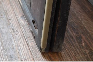 アンティーク建具　古民家インテリアにおすすめのガラス帯戸2枚セット(引き戸、ガラス戸)(R-080474)
