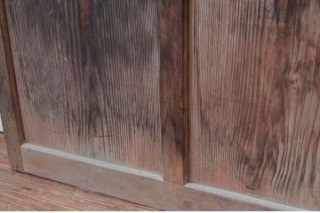アンティーク建具　懐かしさ漂うガラス入り玄関戸2枚セット(ガラス戸、引き戸、格子戸)(R-080475)