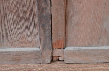 アンティーク建具　懐かしさ漂うガラス入り玄関戸2枚セット(ガラス戸、引き戸、格子戸)(R-080475)