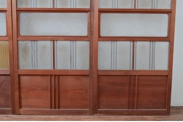 アンティーク建具　ノスタルジックな情緒あふれる幅狭ガラス戸4枚セット(引き戸)(R-080476)