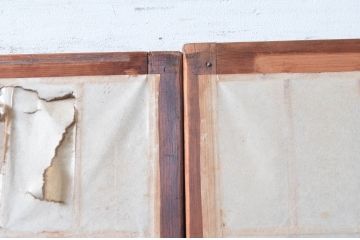 アンティーク建具　情緒あふれる和の空間づくりにおすすめの雪見障子戸4枚セット(猫間障子戸、引き戸)(R-080477)