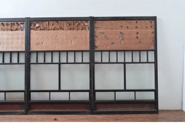 アンティーク建具　凛とした和空間を演出する引き戸4枚セット(窓、格子戸、障子戸、ガラス戸)(R-080480)