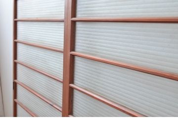 アンティーク建具　銀モールガラス入り　レトロな雰囲気が魅力の引き戸2枚セット(ガラス戸)(R-080482)