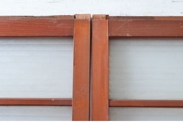 アンティーク建具　銀モールガラス入り　レトロな雰囲気が魅力の引き戸2枚セット(ガラス戸)(R-080482)